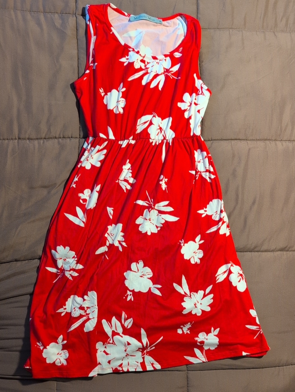 Michelle Mae Red and White Floral Dress